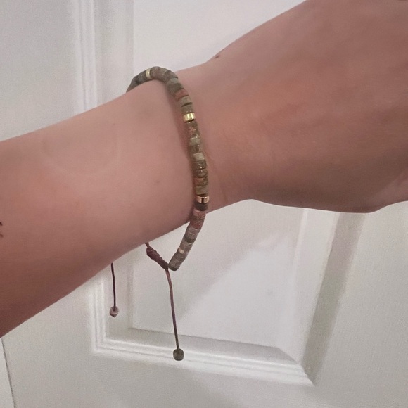 Unakite Natural Colorful Beads Bracelet Boho Style Adjustable Hand String - Picture 2 of 2